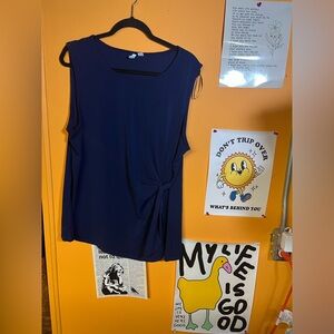 Elle Dark Blue Sleeveless Top with Knot Detail
